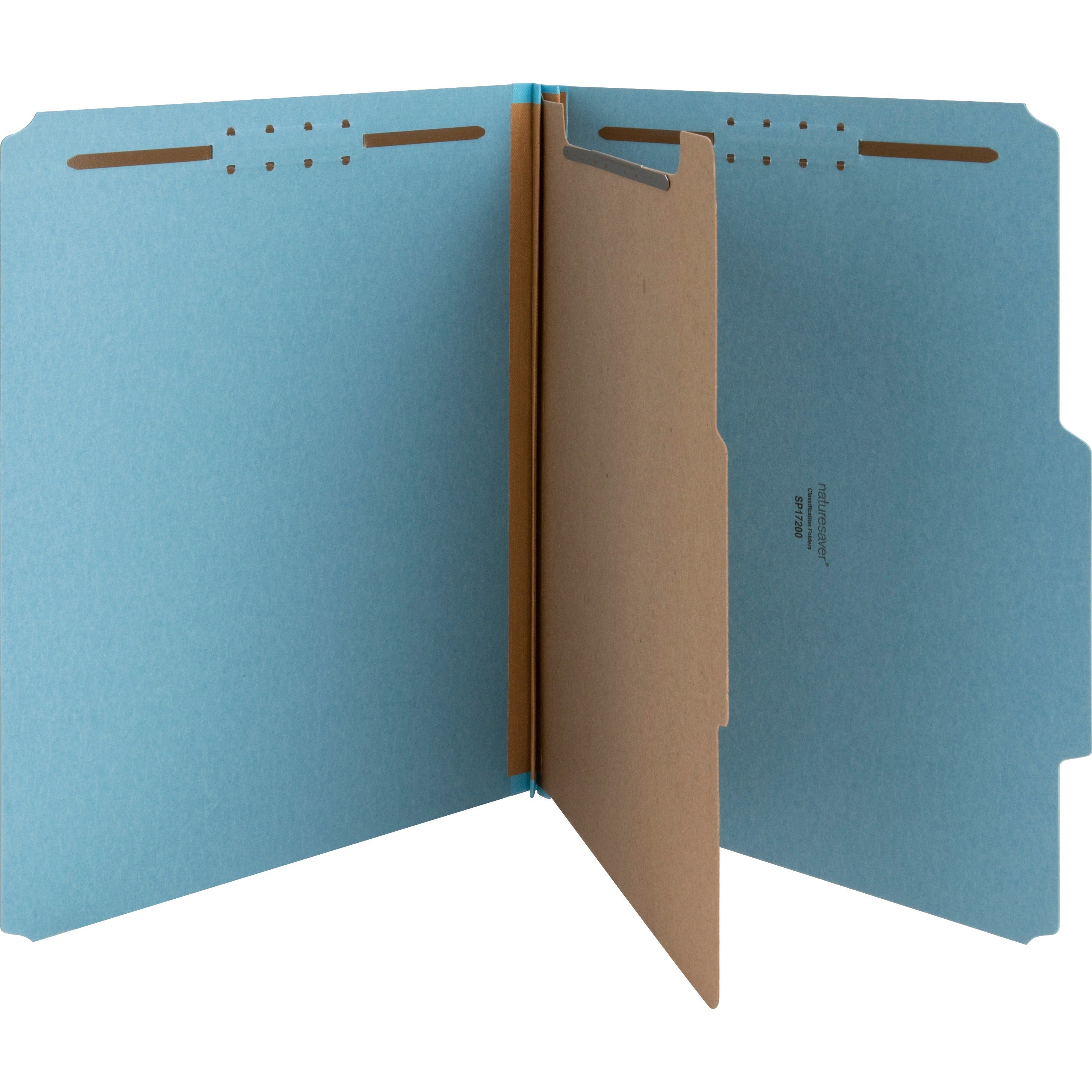 Nature Saver 1/3 Tab Cut Letter Recycled Classification Folder - 8 1/2" x 11" - 2" for Folder - Top Tab Location - 1 Divider(s) - 25 pt. - Blue - 100% Recycled - 10 / Box