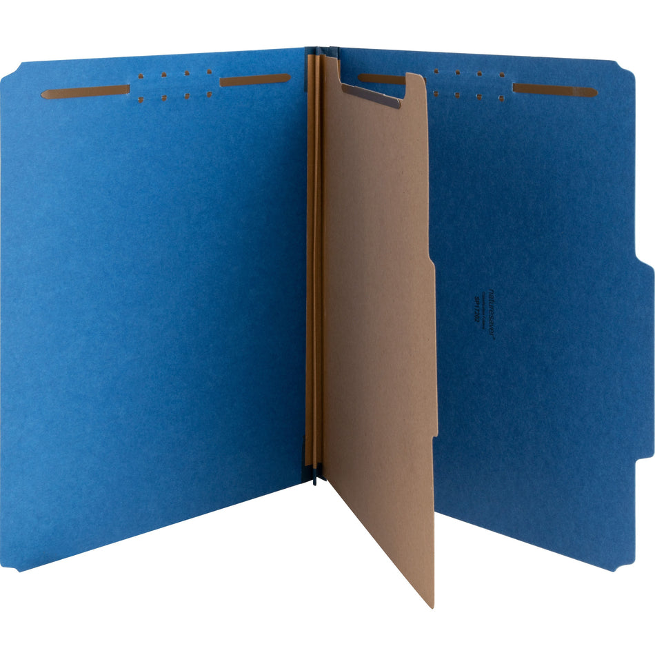 Nature Saver Letter Recycled Classification Folder - 8 1/2" x 11" - 2" for Folder - Top Tab Location - 1 Divider(s) - 25 pt. - Blue - 100% Recycled - 10 / Box