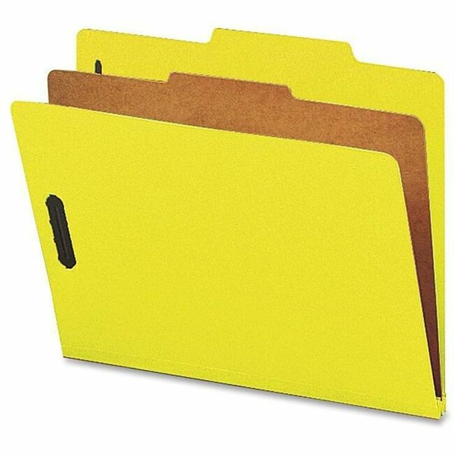 Nature Saver Letter Recycled Classification Folder - 8 1/2" - 2" Expansion - 2" for Folder - Top Tab Location - 1 Divider(s) - 25 pt. - Yellow - Eco-friendly, Durable - 100% Recycled - 10 / Box