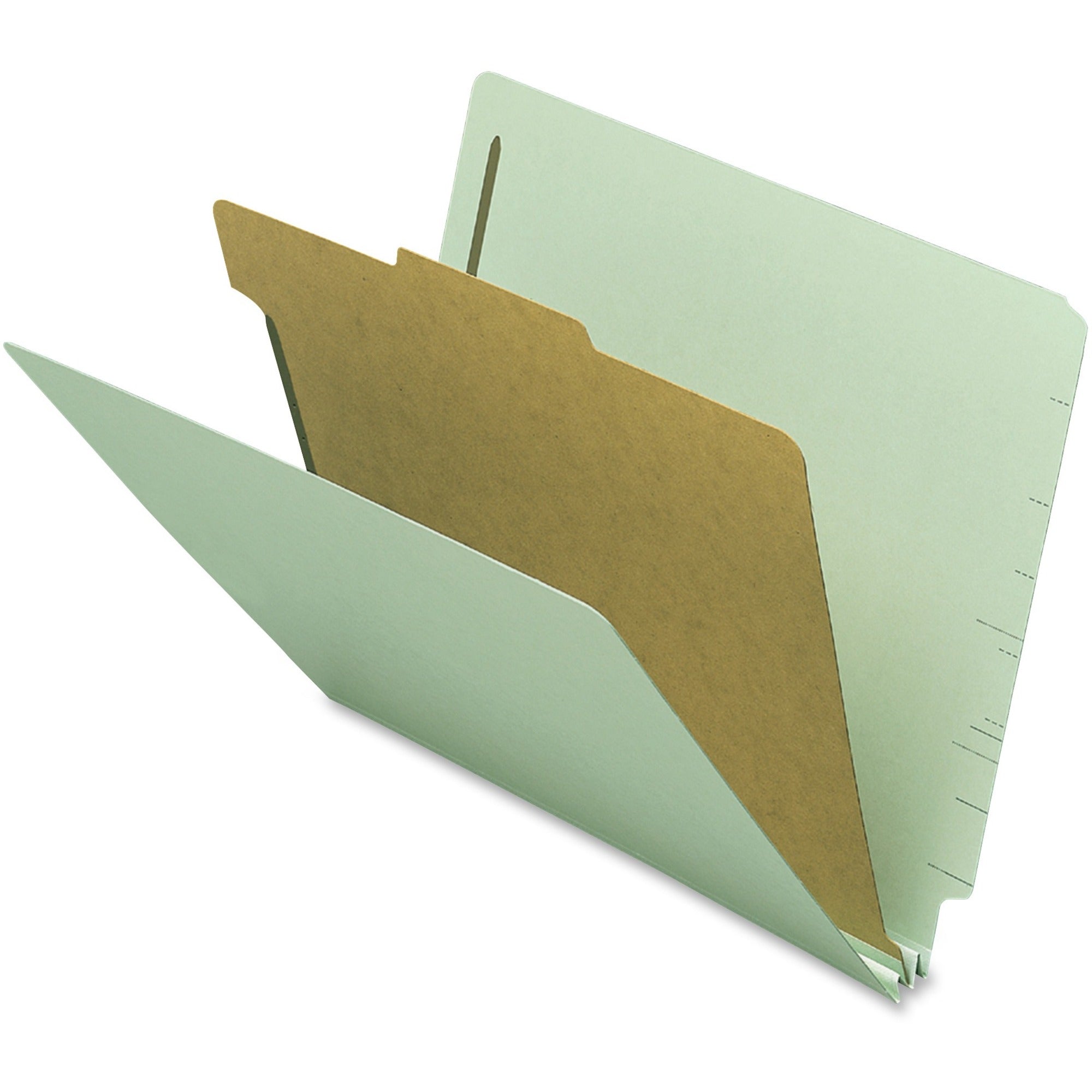 Nature Saver Letter Recycled Classification Folder - 8 1/2" x 11" - 2 Fastener(s) - 2" for Folder - 1 Divider(s) - 25 pt. - Gray/Green - 100% Recycled - 10 / Box