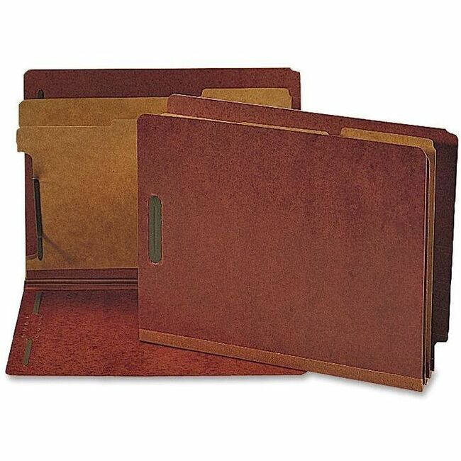 Nature Saver Letter Recycled Classification Folder - 8 1/2" x 11" - 2 Fastener(s) - 2" for Folder - End Tab Location - 2 Divider(s) - 25 pt. - Red - 100% Recycled - 10 / Box