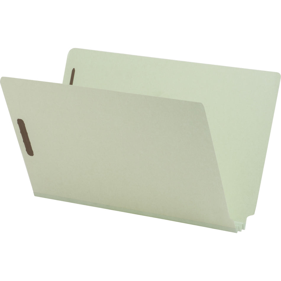 Nature Saver Legal Recycled End Tab File Folder - 8 1/2" x 14" - 2" Expansion - 2" for Folder - 25 pt. - Pressboard - Gray/Green - Tyvek Gusset - 100% Recycled - 25 / Box