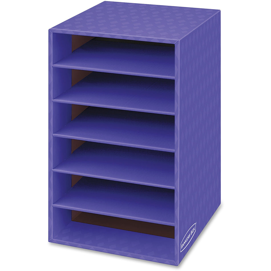 Bankers Box 6-Compartment Shelf Organizer - 6 Compartment(s) - Compartment Size : 2.63" x 11" x 13" - 18" Height x 11.88" Width x 13.25" Depth - Desktop - Sturdy - 60% Recycled - Purple - Corrugated Paper - 1 Each