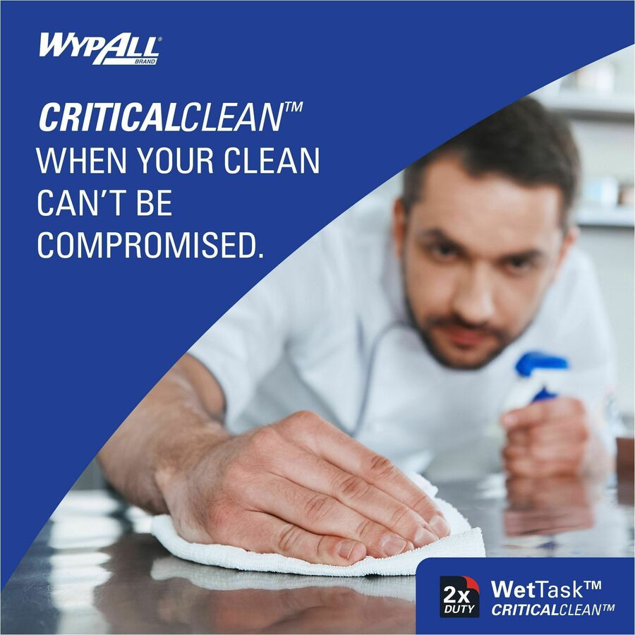 Wypall CriticalClean WetTask Wipers & Bucket - For Multi Surface - 6" Length x 12" Width - White - 140/Roll - 6 / Carton