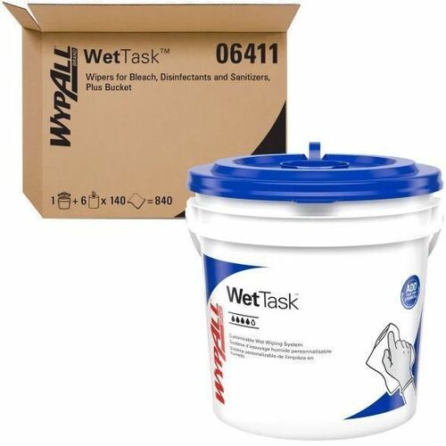 Wypall CriticalClean WetTask Wipers & Bucket - For Multi Surface - 6" Length x 12" Width - White - 140/Roll - 6 / Carton