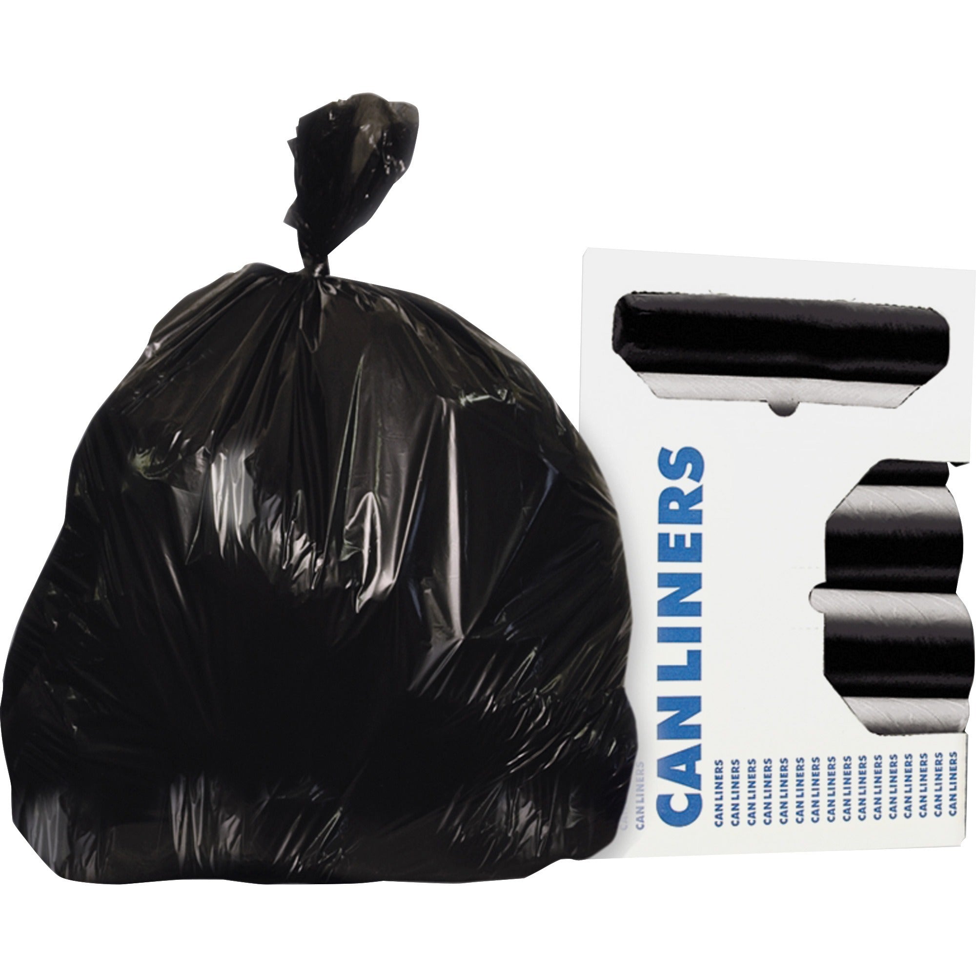 Heritage AccuFit RePrime Can Liners - 55 gal Capacity - 53" Length x 40" Width x 1.30 mil (33 Micron) Thickness - Low Density - Black - Linear Low-Density Polyethylene (LLDPE) - Garbage - 50 / Box
