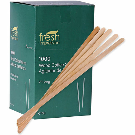 Eco-Products 7" Wooden Stir Sticks - 7" Length - Wood - Woodgrain - 1000 / Pack