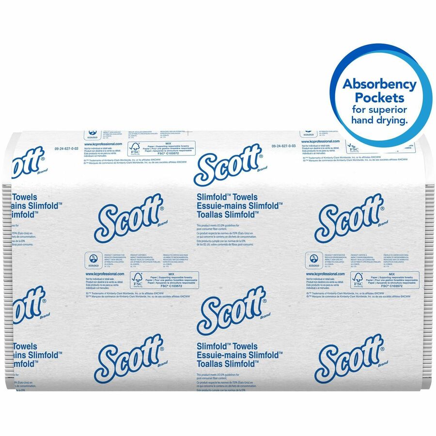Scott Pro Slimfold Paper Towels - 7.50" Width x 11.60" Length - White - 90/Pack - 24 / Carton