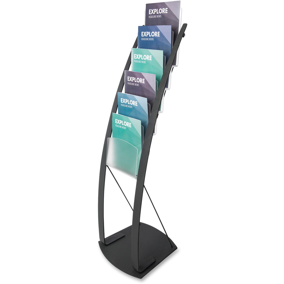 Deflecto Contemporary Floor Display - 6 Compartment(s) - Compartment Size : 1.45" - 49" Height x 13" Width x 16.50" Depth - Floor - Black - Metal - 1 Each