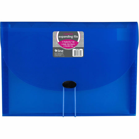 C-Line 48305 Letter Expanding File - 8 1/2" x 11" - 7 Pocket(s) - Polypropylene - Blue - Acid-free, Non-toxic, Button Closure - 1 Each