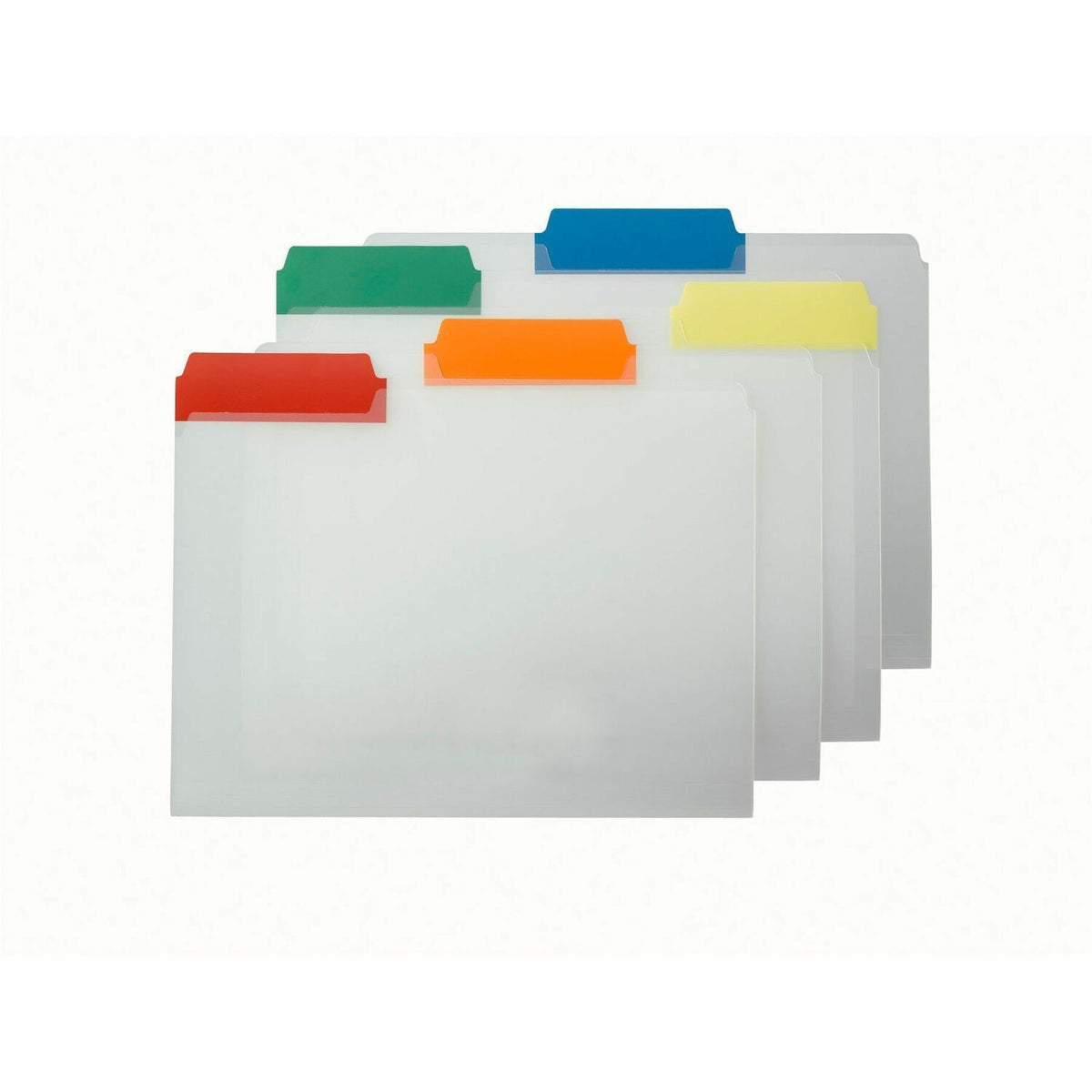 Smead 1/3 Tab Cut Letter Top Tab File Folder - 8 1/2" x 11" - Top Tab Location - Assorted Tab Position - 1 Plys - Polypropylene - Clear, Blue, Red, Green, Yellow, Orange - 25 / Box