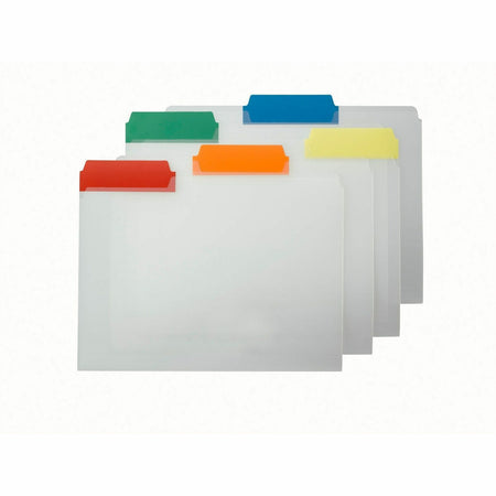 Smead 1/3 Tab Cut Letter Top Tab File Folder - 8 1/2" x 11" - Top Tab Location - Assorted Tab Position - 1 Plys - Polypropylene - Clear, Blue, Red, Green, Yellow, Orange - 25 / Box