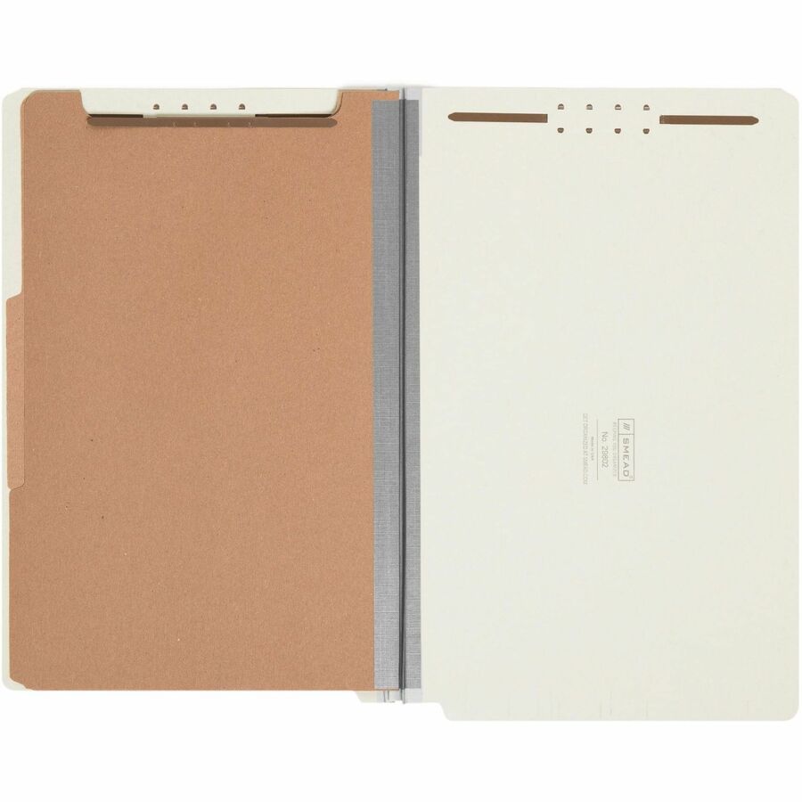 Smead Legal Recycled Classification Folder - 8 1/2" x 14" - 2" Expansion - 6 x 2K Fastener(s) - End Tab Location - 2 Divider(s) - 25 pt. - Pressboard - Gray, Green - Tear Resistant - 100% Recycled - 10 / Box