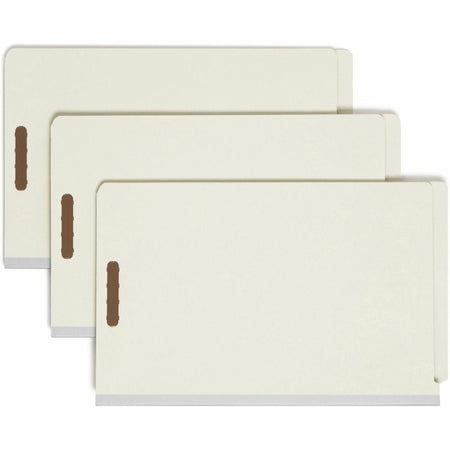 Smead Legal Recycled Classification Folder - 8 1/2" x 14" - 2" Expansion - 6 x 2K Fastener(s) - End Tab Location - 2 Divider(s) - 25 pt. - Pressboard - Gray, Green - Tear Resistant - 100% Recycled - 10 / Box