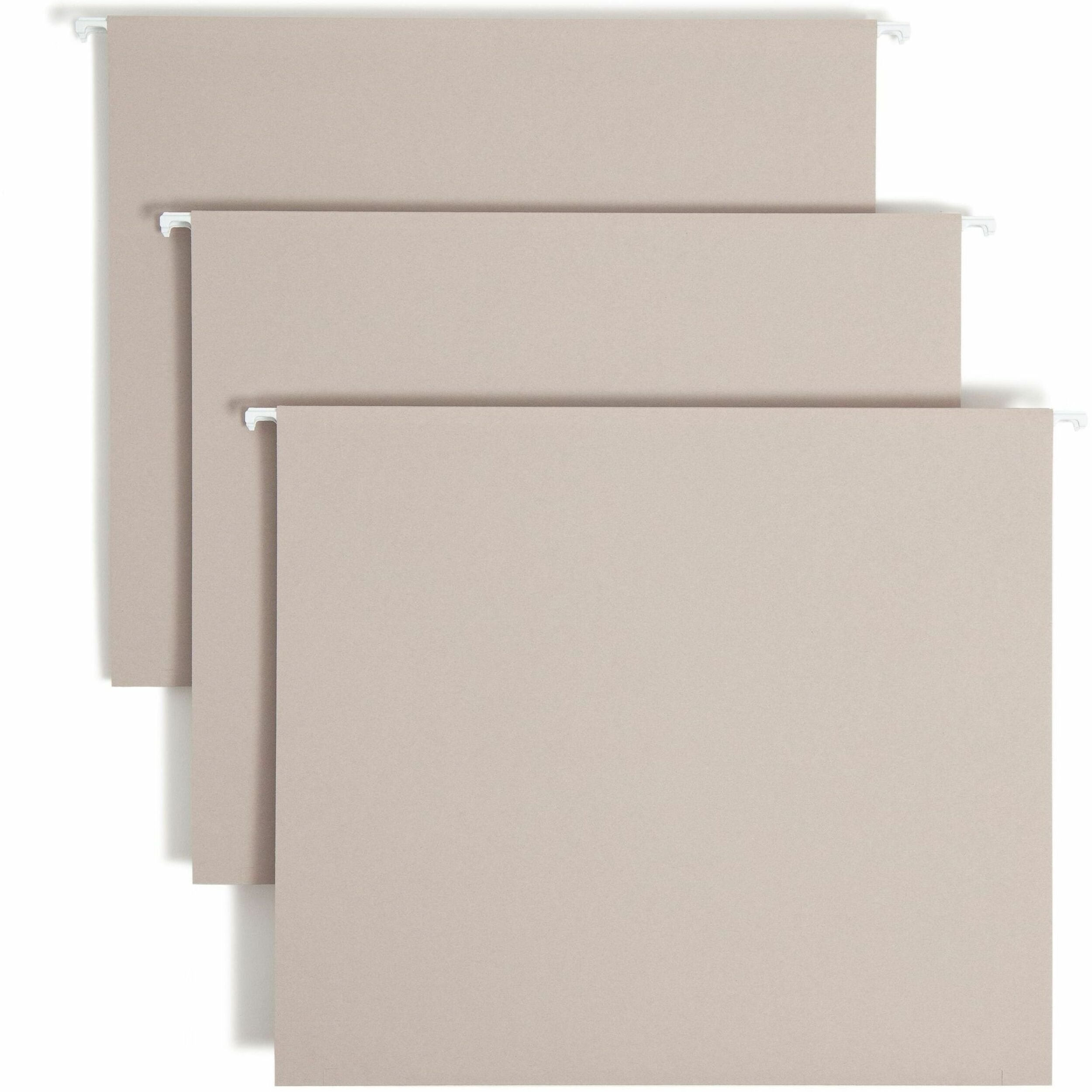 Smead TUFF 1/3 Tab Cut Letter Recycled Hanging Folder - 8 1/2" x 11" - 2" Expansion - Top Tab Location - 14 pt. - Steel Gray - Tear Resistant - 10% Recycled - 18 / Box