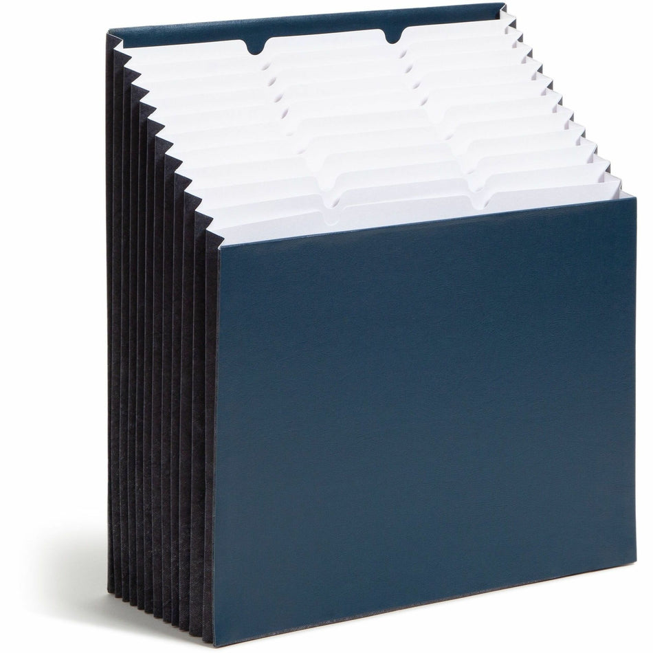 Smead 1/3 Tab Cut Letter Recycled Expanding File - 8 1/2" x 11" - 7/8" Expansion - 12 Pocket(s) - Top Tab Location - Assorted Tab Position - 11 Divider(s) - Navy - Tear Resistant - 10% Recycled - 1 Each