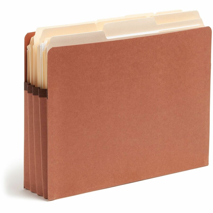 Smead Straight Tab Cut Letter Recycled File Pocket - 8 1/2" x 11" - 3 1/2" Expansion - 2 Plys - Redrope - Tear Resistant Gusset - 100% Recycled - 25 / Box