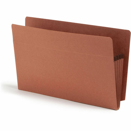 Smead Straight Tab Cut Legal Recycled File Pocket - 8 1/2" x 14" - 3 1/2" Expansion - 2 Plys - Redrope - Tear Resistant Gusset - 100% Recycled - 25 / Box