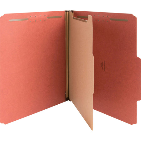 Nature Saver 2/5 Tab Cut Letter Recycled Classification Folder - 8 1/2" x 11" - 4 Fastener(s) - 2" for Folder, 1" for Divider - 1 Divider(s) - 25 pt. - Pressboard - Redrope - Tyvek Gusset - 100% Recycled - 10 / Box