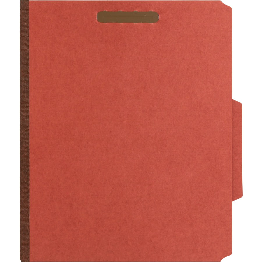 Nature Saver 2/5 Tab Cut Letter Recycled Classification Folder - 8 1/2" x 11" - 6 Fastener(s) - 2" for Folder, 1" for Divider - 2 Divider(s) - 25 pt. - Pressboard - Red - Tyvek Gusset - 100% Recycled - 10 / Box