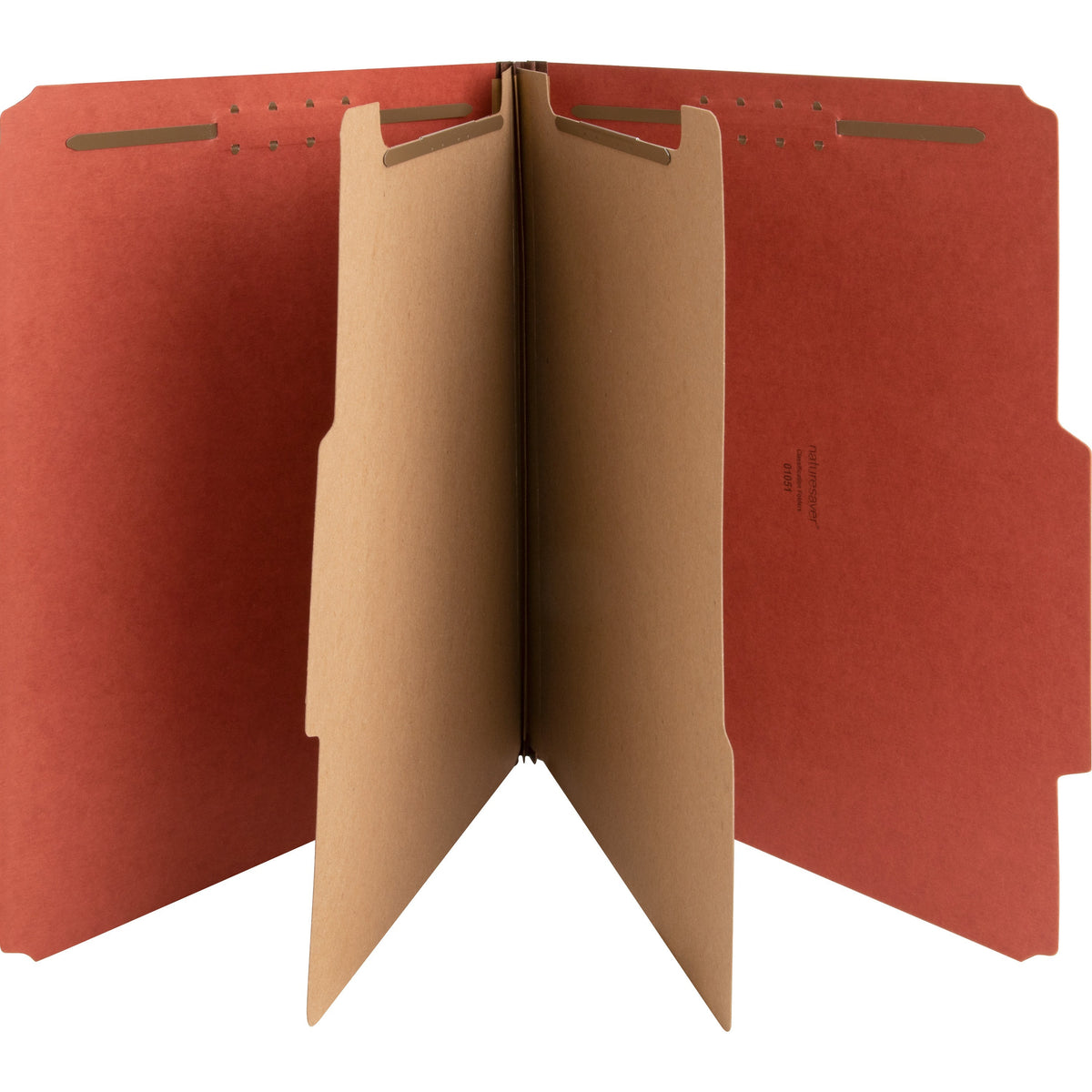 Nature Saver 2/5 Tab Cut Letter Recycled Classification Folder - 8 1/2" x 11" - 6 Fastener(s) - 2" for Folder, 1" for Divider - 2 Divider(s) - 25 pt. - Pressboard - Red - Tyvek Gusset - 100% Recycled - 10 / Box