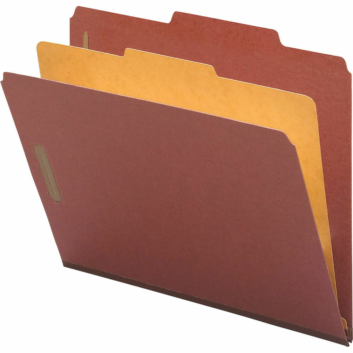 Nature Saver 2/5 Tab Cut Legal Recycled Classification Folder - 8 1/2" x 14" - 4 Fastener(s) - 2" for Folder, 1" for Divider - 1 Divider(s) - 25 pt. - Pressboard - Red - Tyvek Gusset - 100% Recycled - 10 / Box