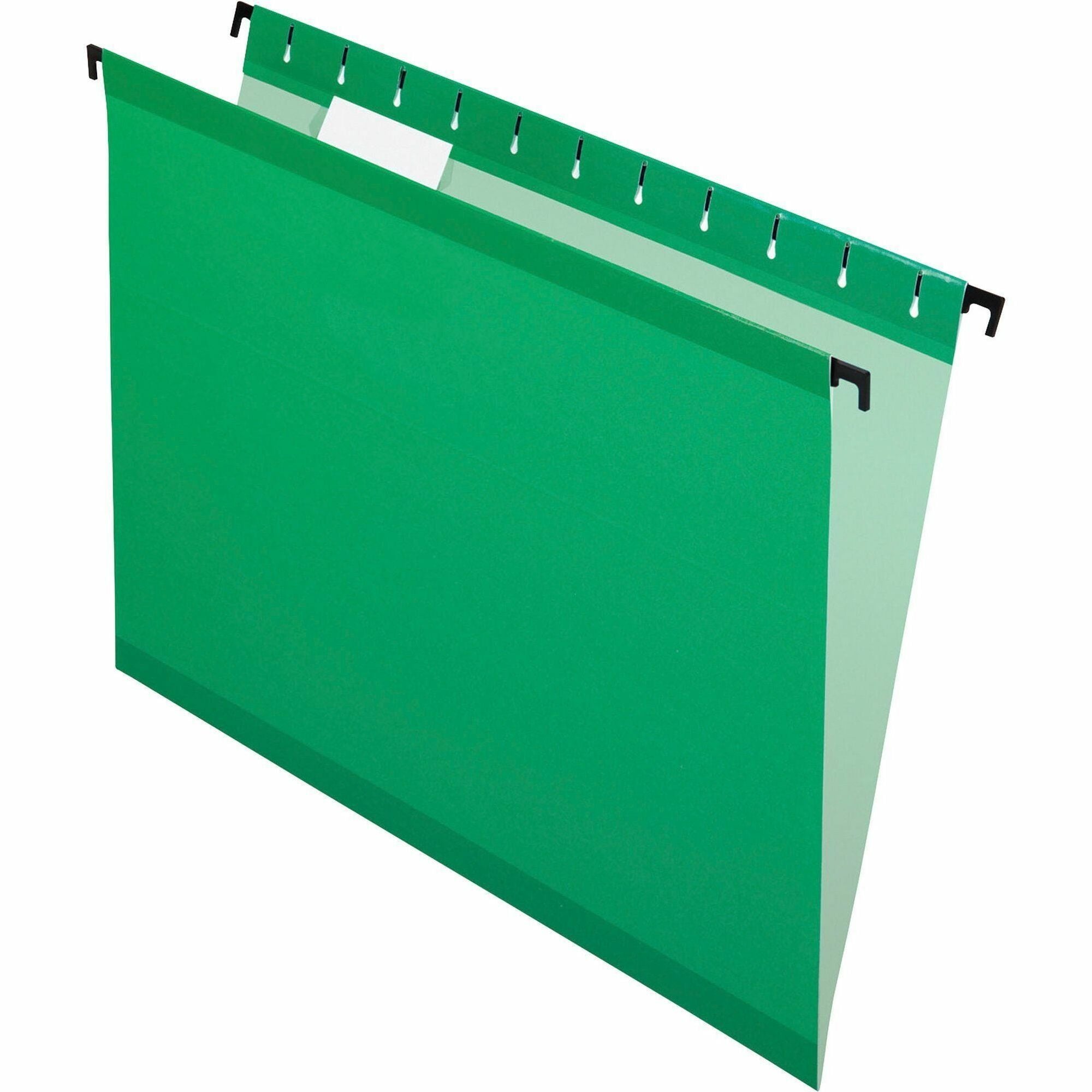 Pendaflex SureHook 1/5 Tab Cut Letter Recycled Hanging Folder - 8 1/2" x 11" - Bright Green - Acid-free, Durable, Reinforced - 10% Recycled - 20 / Box