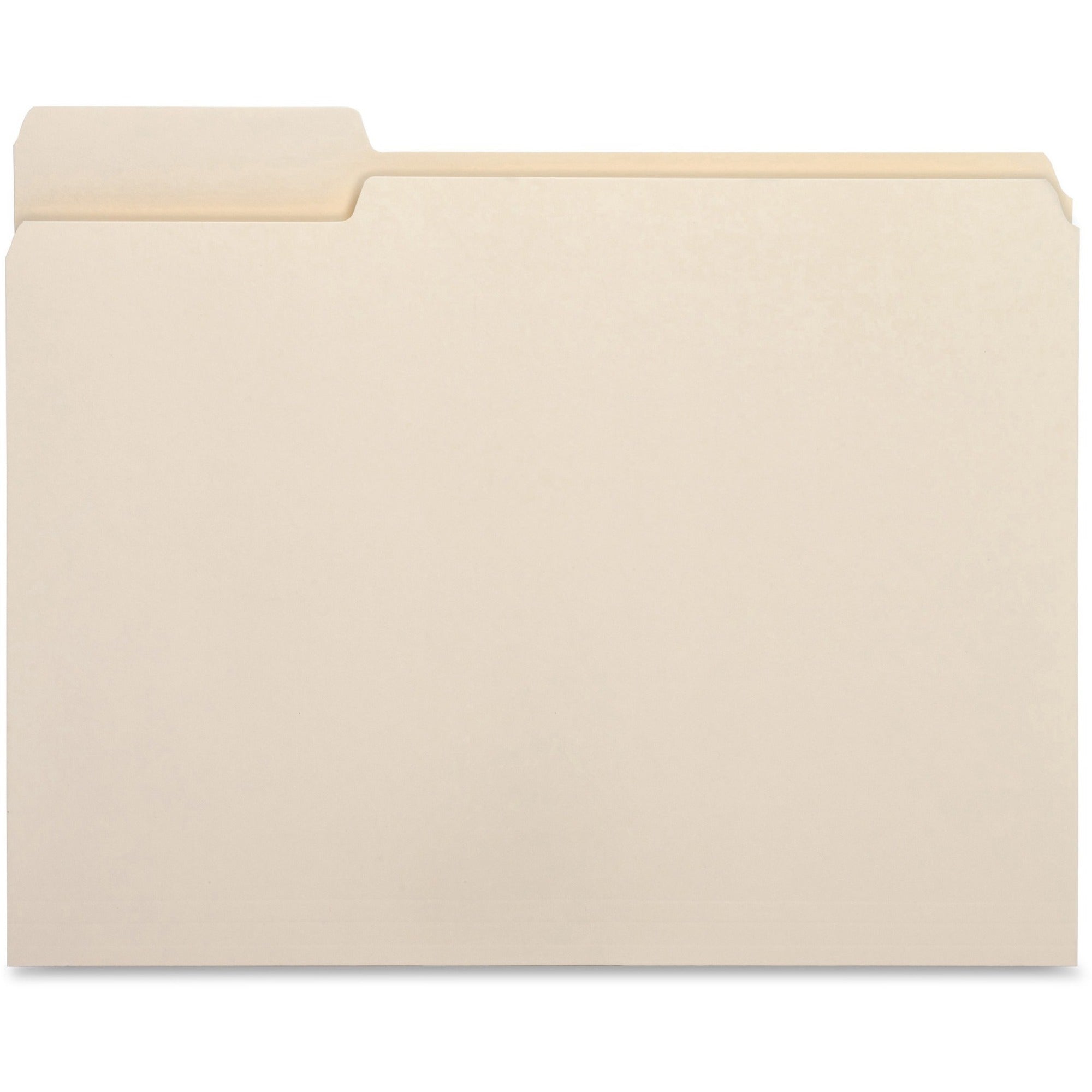 Business Source 1/3 Tab Cut Letter Recycled Top Tab File Folder - 8 1/2" x 11" - 3/4" Expansion - Top Tab Location - Left Tab Position - 11 pt. - 1 Plys - Manila - 10% Recycled - 100 / Box