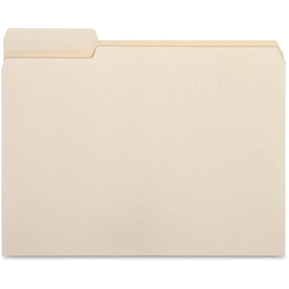 Business Source 1/3 Tab Cut Letter Recycled File Folders - Eco-Friendly Manila - 100/Box - Top