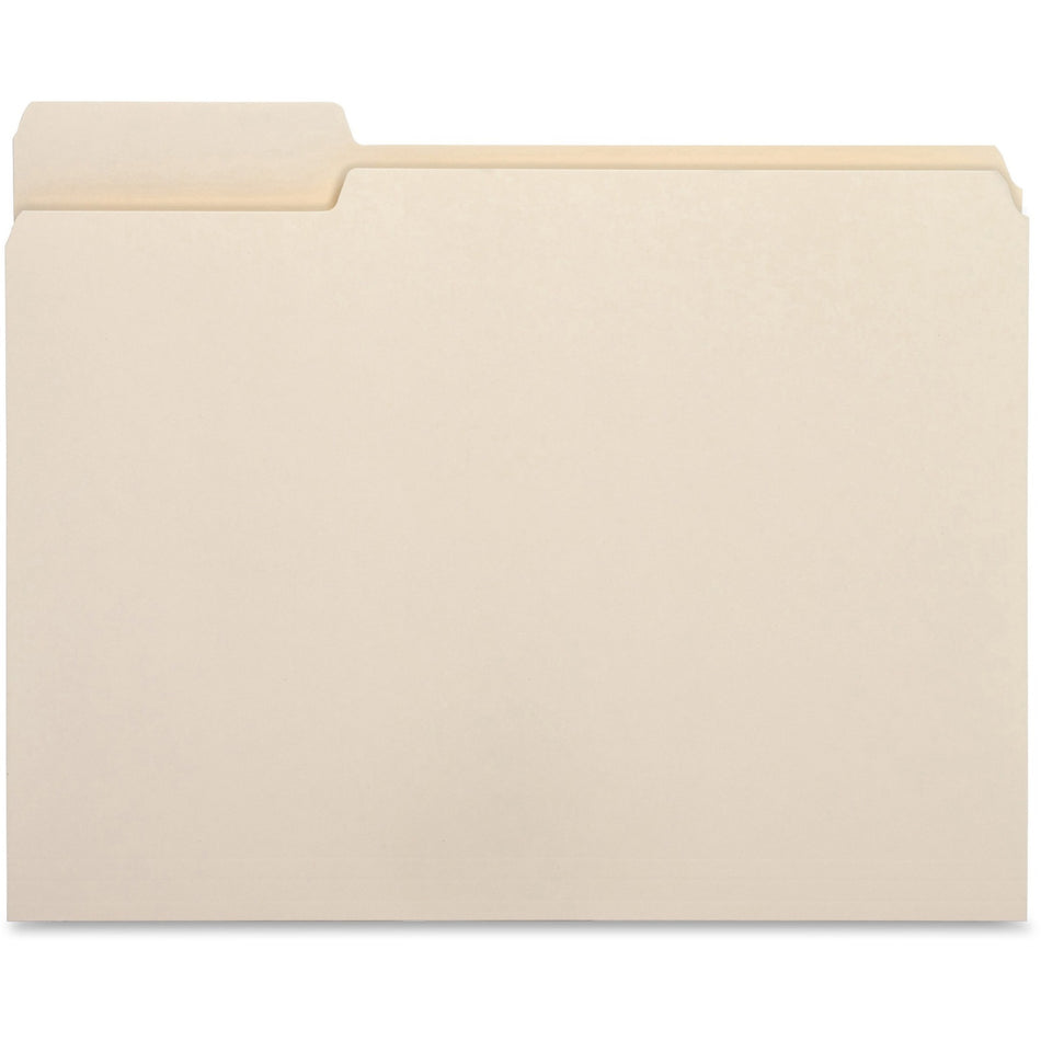 Business Source 1/3 Tab Cut Letter Recycled Top Tab File Folder - 8 1/2" x 11" - 3/4" Expansion - Top Tab Location - Left Tab Position - 11 pt. - 1 Plys - Manila - 10% Recycled - 100 / Box
