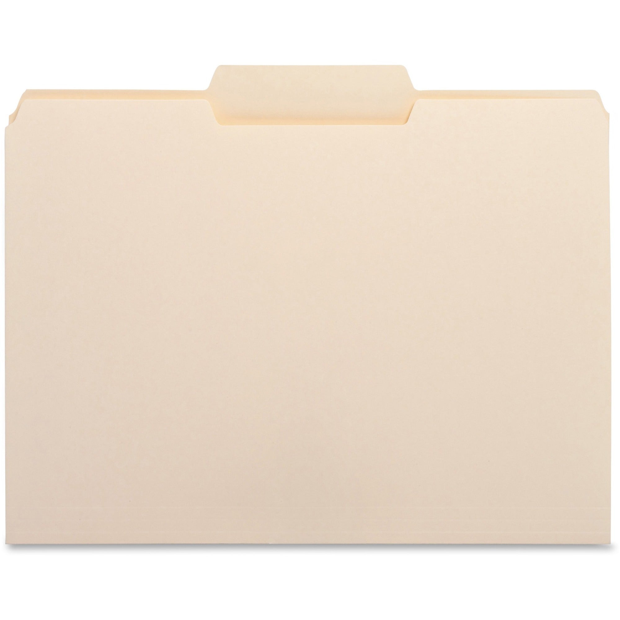 Business Source 1/3 Tab Cut Letter Recycled Top Tab File Folder - 8 1/2" x 11" - 3/4" Expansion - Top Tab Location - Center Tab Position - 11 pt. - 1 Plys - Manila - 10% Recycled - 100 / Box
