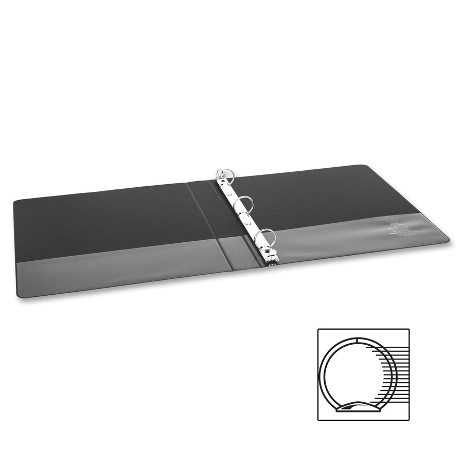 Business Source Basic Round Ring Binder - 1" Capacity, 240 Sheet - Black Binder with Round Ring Fasteners