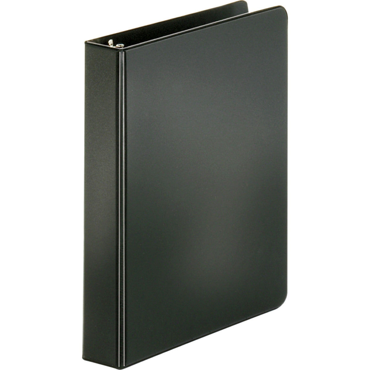 Business Source Basic Round Ring Binder - 1" Binder Capacity - 8 1/2" x 5 1/2" Sheet Size - 240 Sheet Capacity - 3 Ring(s) - Fastener(s): Round Ring - Chipboard, Polypropylene - Black - Open and Closed Triggers, Exposed Rivet, Sturdy - 1 Each