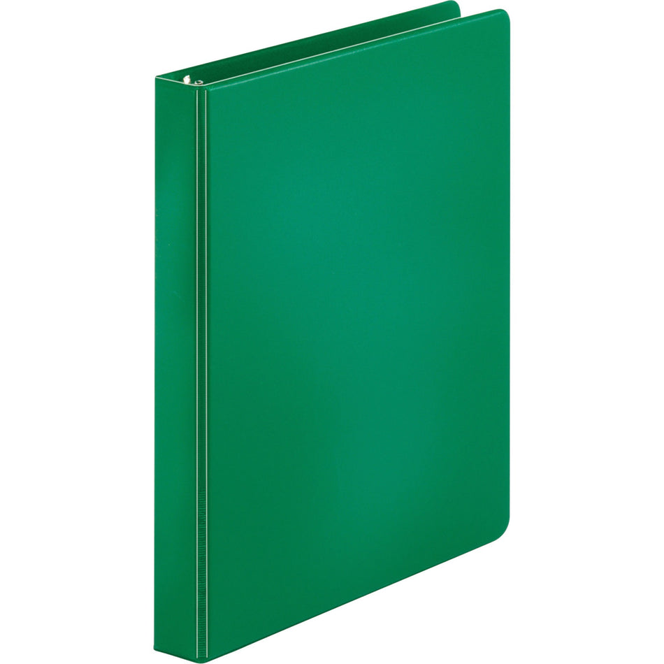 Business Source Basic Round Ring Binder - 1" Binder Capacity - Letter - 8 1/2" x 11" Sheet Size - 225 Sheet Capacity - 3 Ring(s) - Fastener(s): Round Ring - Chipboard, Polypropylene - Green - Open and Closed Triggers, Sturdy, Exposed Rivet - 1 Each