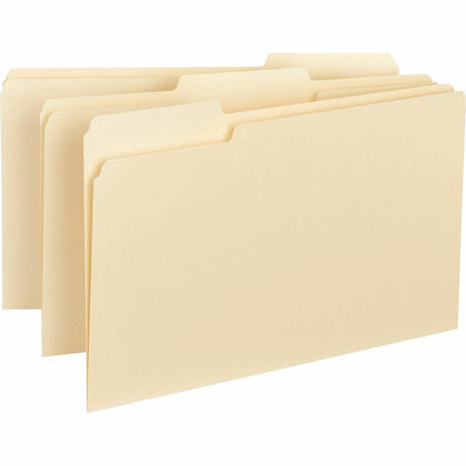Business Source Legal Recycled File Folders - Top Tab 8.5’’ x 14’’ Assorted Position - 100/Box