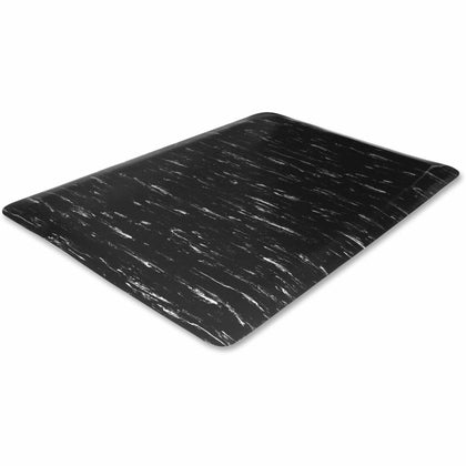 Genuine Joe Marble Top Anti-fatigue Floor Mats - Office, Bank, Cashier's Station, Industry - 60" Length x 36" Width x 0.500" Thickness - Black Marble - 1 Each