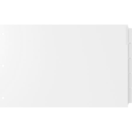 EasyFit Insertable 5-Tab Index Dividers - 5 x Divider(s) - 5 Tab(s)/Set - 11" Divider Width x 17" Divider Length - Ledger - 3 Hole Punched - White Divider - Clear Tab(s) - 30% Recycled - Reinforced Edges, Punched - 5 / Set