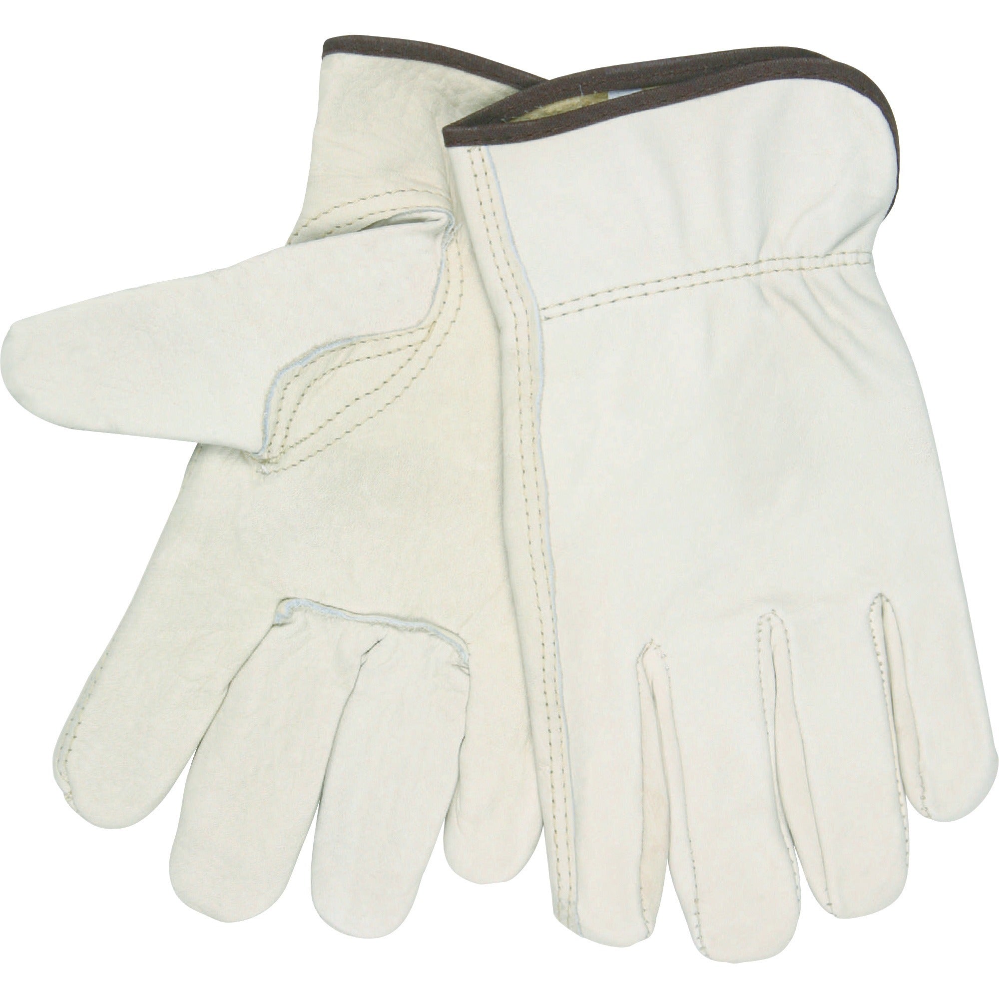 MCR Safety Leather Driver Gloves - Large Size - Beige - 2/Pack - Work