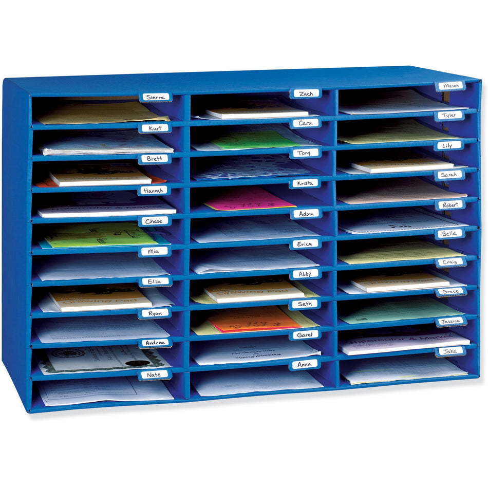 Classroom Keepers 30-Slot Mailbox - 30 Pocket(s) - Compartment Size : 1.80" x 12.50" x 10" - 21" Height x 31.63" Width x 12.75" Depth - 70% Recycled - Blue - 1 Each