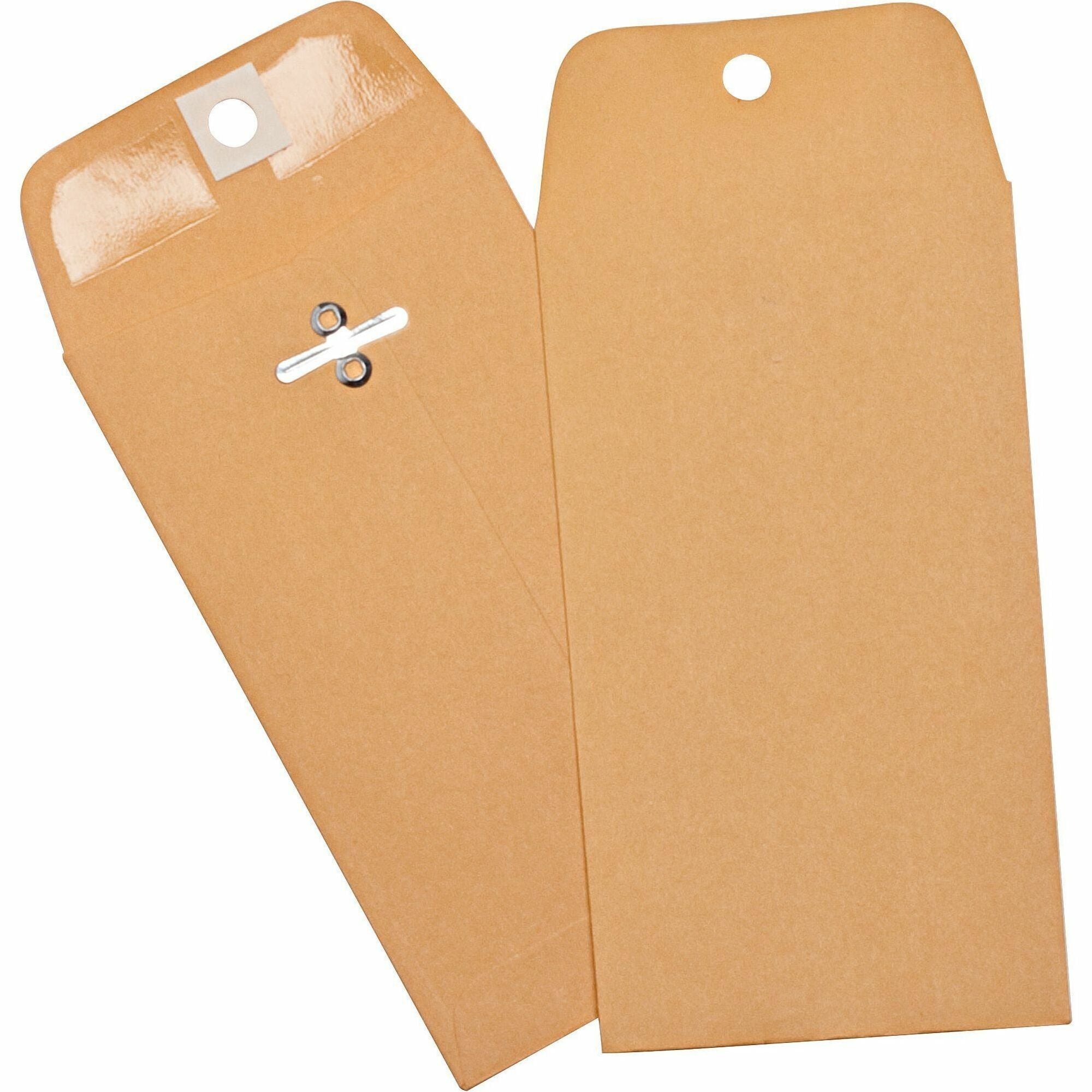 Business Source Heavy Duty Clasp Envelope - Clasp - 3 3/8" Width x 6" Length - 28 lb - Clasp - Brown Kraft - Kraft - 100 / Box