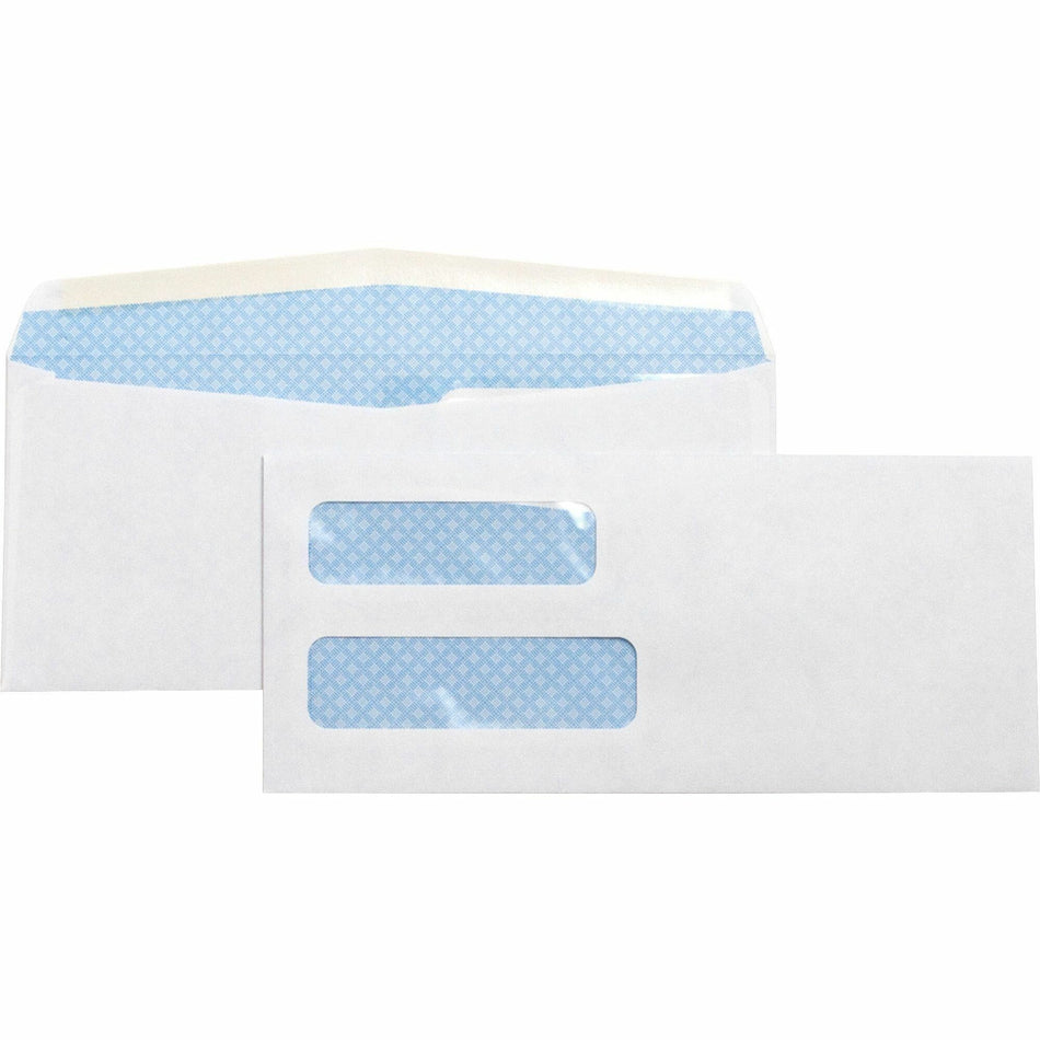 Business Source No. 10 Double-Window Invoice Envelopes - Double Window - #10 - 9 1/2" Width x 4 1/8" Length - 24 lb - Gummed - White - Wove - 500 / Box
