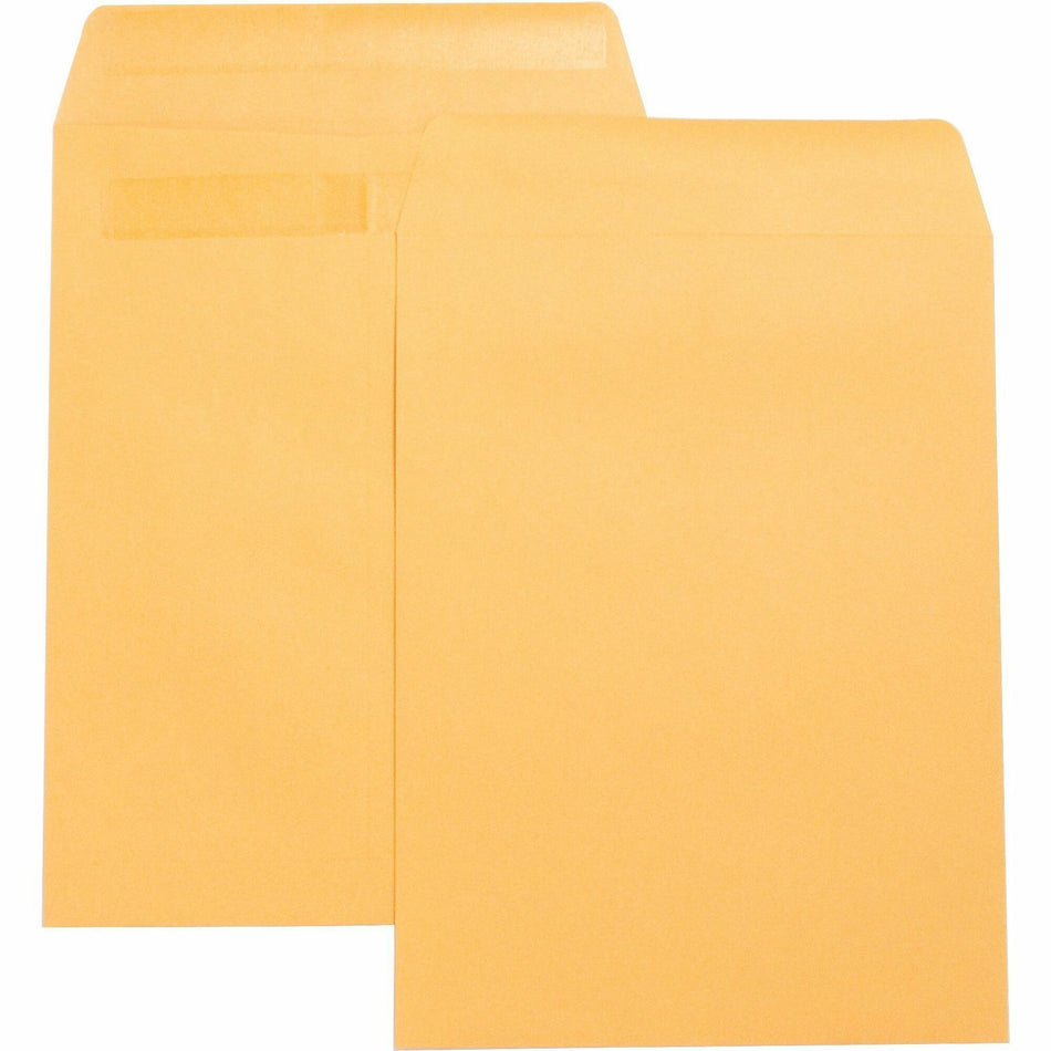 Business Source Press-To-Seal Catalog Envelopes - Catalog - 9" Width x 12" Length - 28 lb - Self-sealing - Brown Kraft - Kraft - 100 / Box
