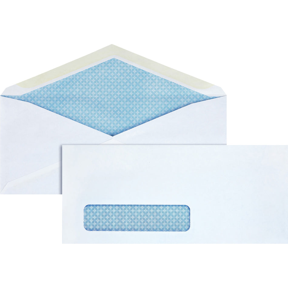 Business Source No. 10 Tinted Diagonal Seam Window Envelopes - Security - #10 - 9 1/2" Width x 4 1/8" Length - 24 lb - Gummed - White - Wove - 500 / Box
