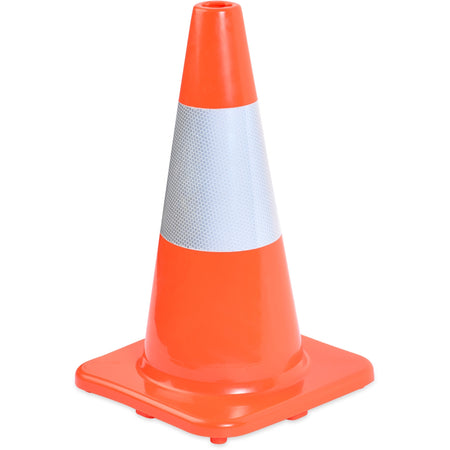 Tatco Sturdy Molded Reflective Traffic Cone - Cone Shape - Reflective Paint, Stackable - Outdoor - Polyvinyl Chloride (PVC) - Orange - 1 Each