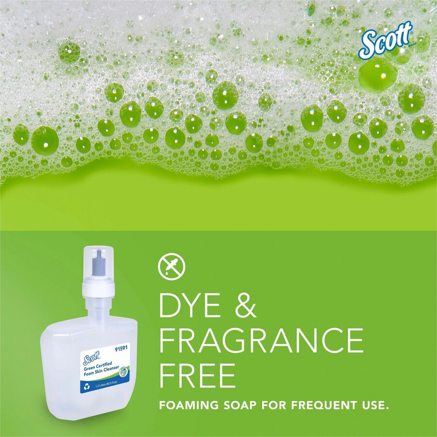 Scott Green Certified Foam Hand Soap - Foam - 1.27 quart - Applicable on Hand - Dye-free, Fragrance-free - 2 / Carton