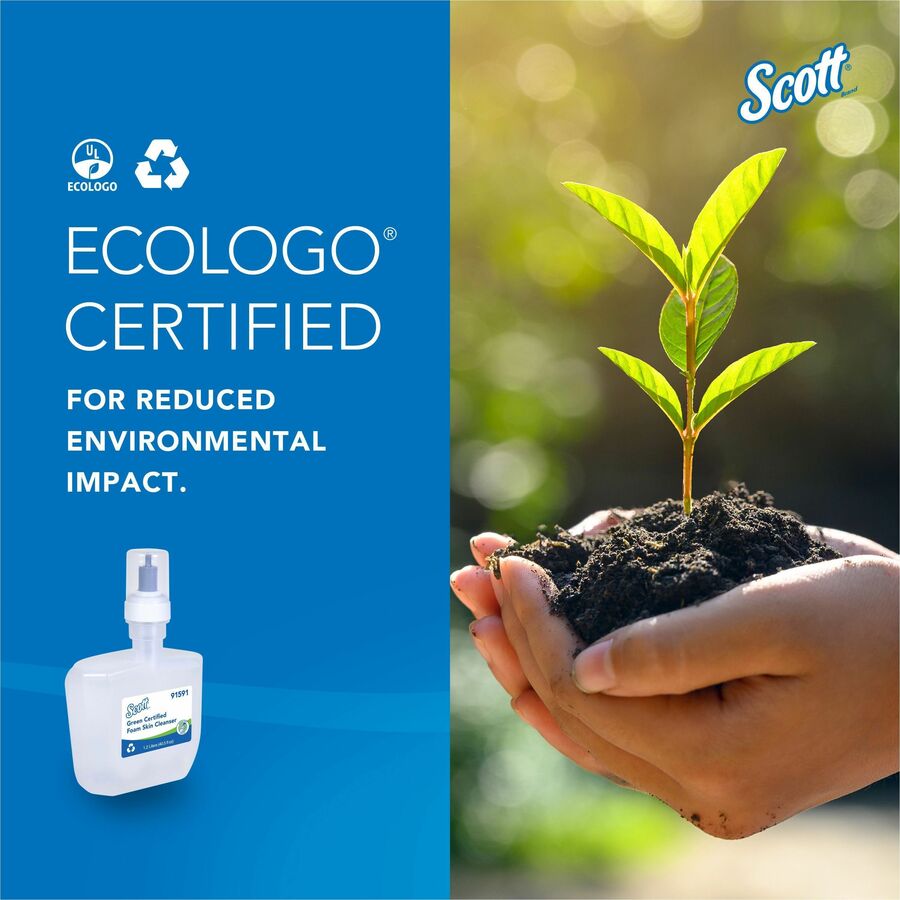 Scott Green Certified Foam Hand Soap - Foam - 1.27 quart - Applicable on Hand - Dye-free, Fragrance-free - 2 / Carton