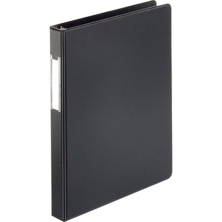 Business Source Basic Round Ring Binder w/Label Holder - 1" Binder Capacity - Letter - 8 1/2" x 11" Sheet Size - 3 Ring(s) - Fastener(s): Round Ring - Vinyl - Black - Recycled - Open and Closed Triggers, Label Holder - 1 Each