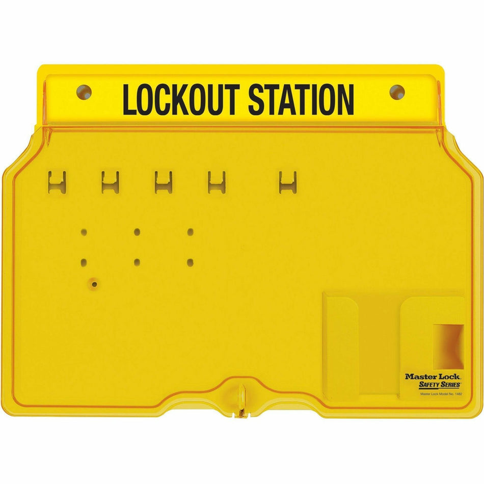 Master Lock Unfilled Padlock Lockout Station with Cover - 4 x Padlock - 12.25" Height x 16" Width x 1.75" Depth - Impact Resistant, Heat Resistant, Lockable - Plastic - 1 Each