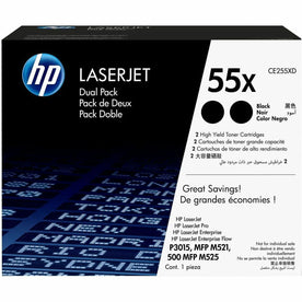 HP 55X (CE255XD) Original Laser Toner Cartridge - Dual Pack - Black - 1 Carton - 1500