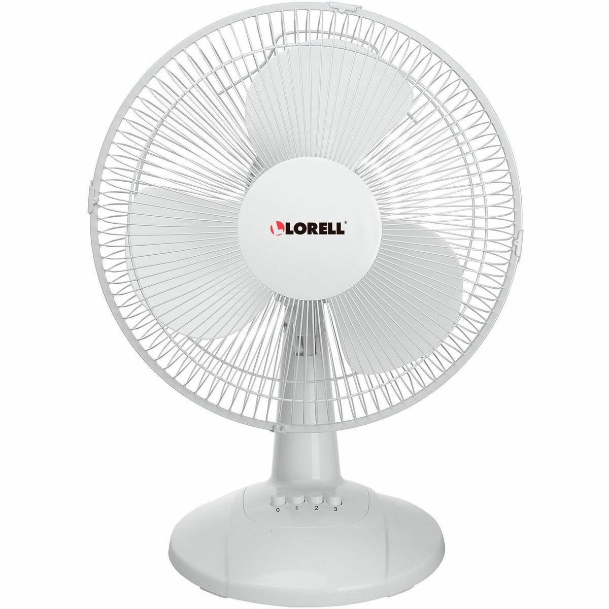 Lorell 12" Oscillating Desk Fan - 12" Fan Diameter - 3 Speed - Quiet, Oscillating - 19.5" Height x 13.9" Width x 11.5" Depth - Light Gray